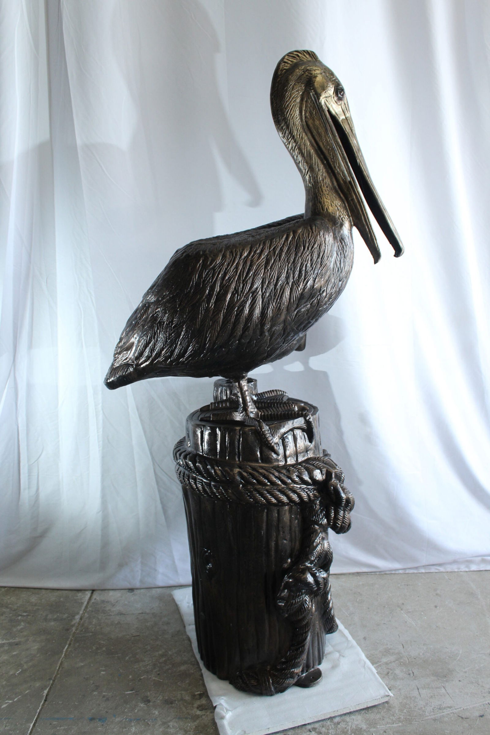 Giant Aluminum Mama Pelican with Baby Pelican Statue on Post 40" x 33" x 78"H - 12