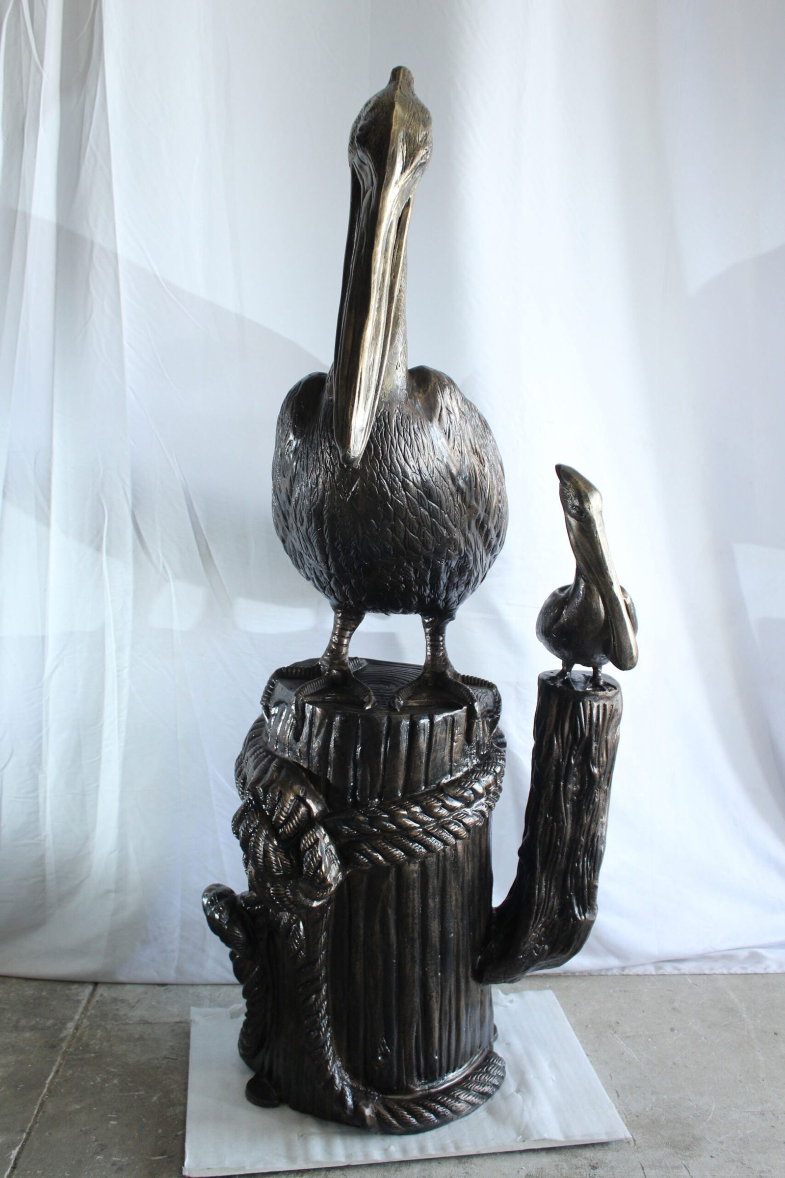 Giant Aluminum Mama Pelican with Baby Pelican Statue on Post 40" x 33" x 78"H - 9