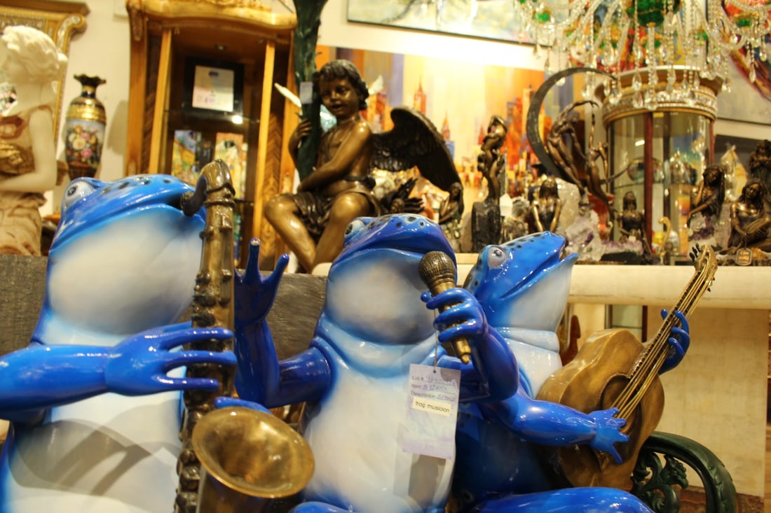 Musical Frogs on a Bench Bronze Statue - Size: 41"L x 23"W x 33"H. - 5