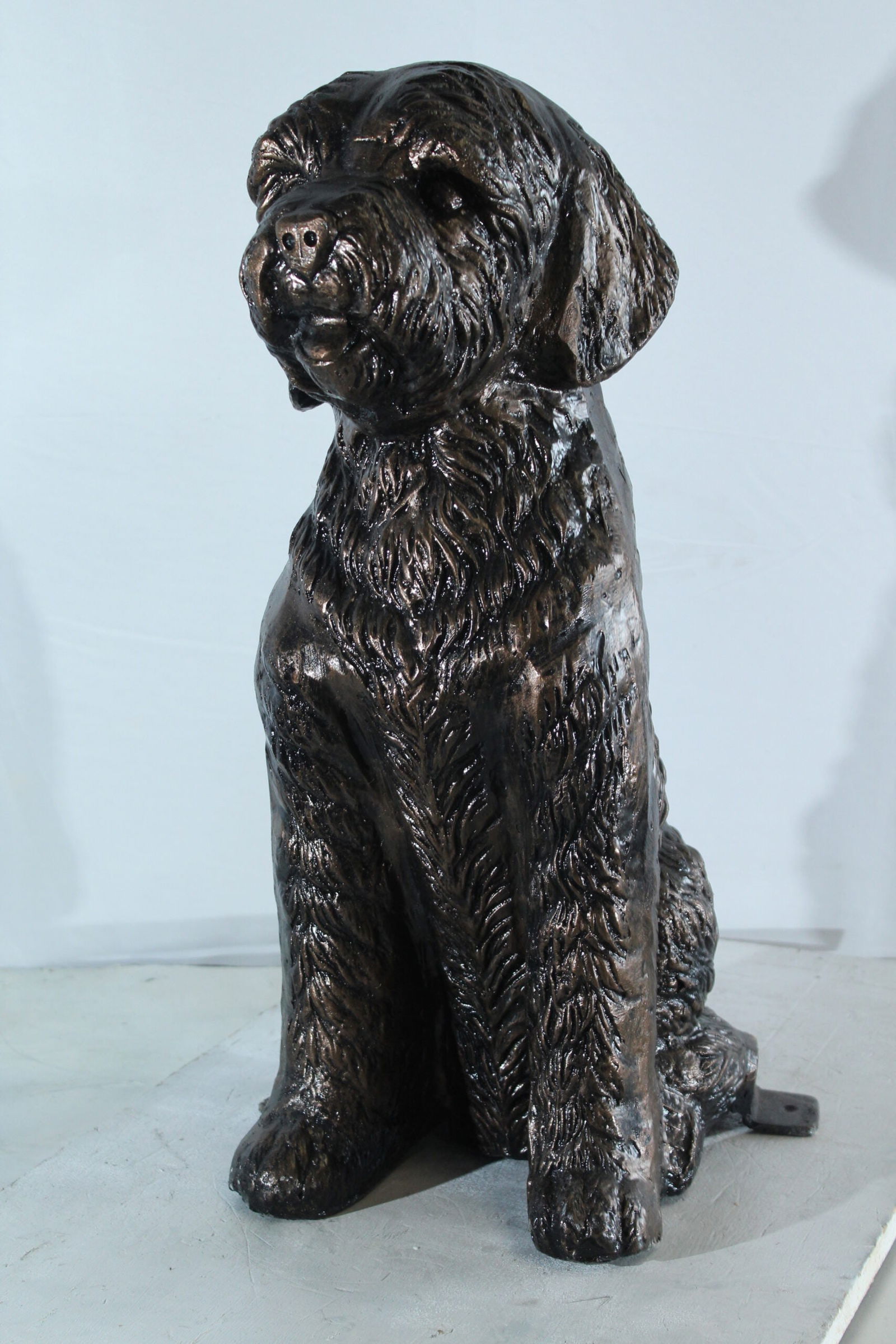 Aluminum Goldendoodle Dog Statue with Curly Fur Detail - Bronze-Style Pet Sculpture for Indoor & - 10