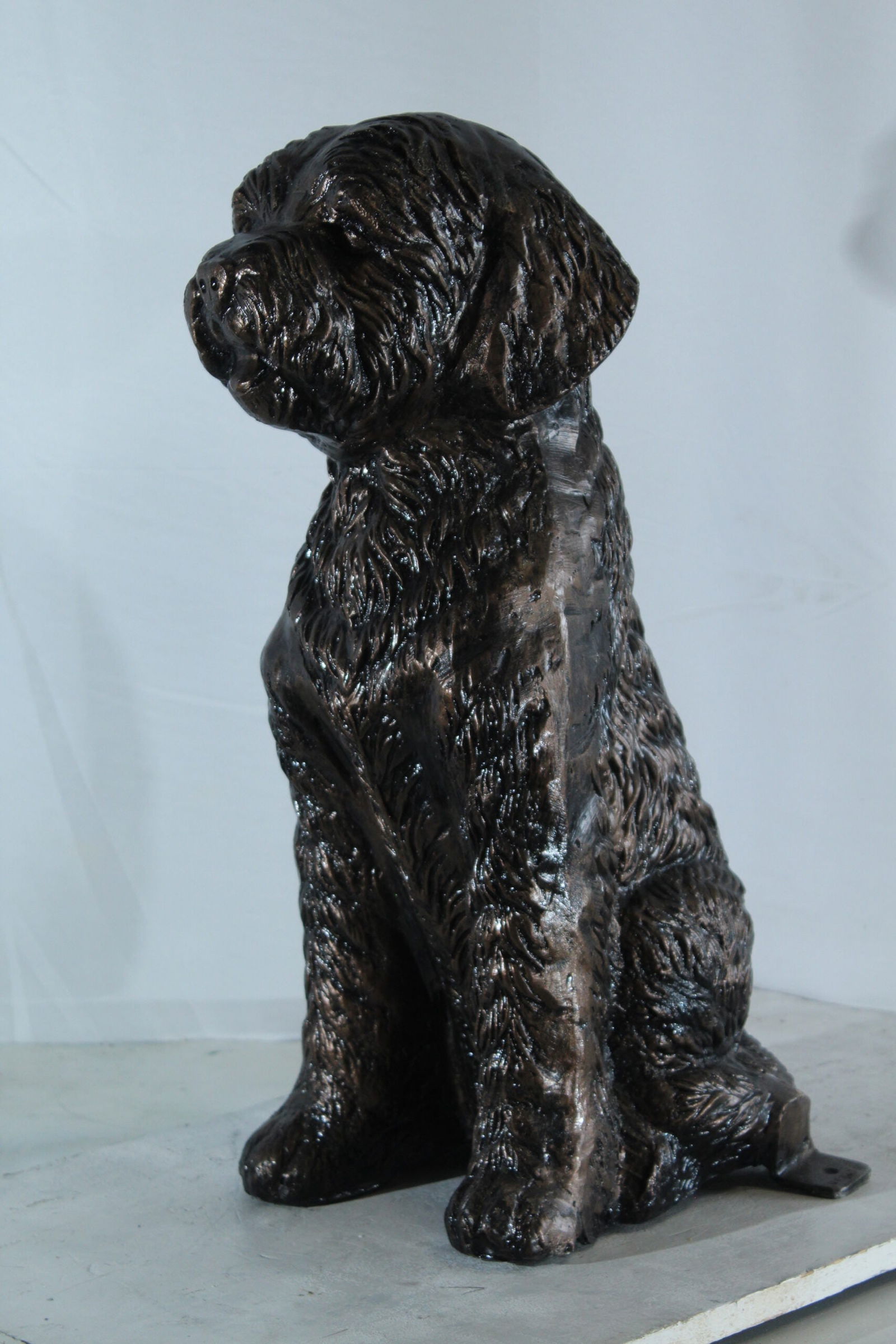 Aluminum Goldendoodle Dog Statue with Curly Fur Detail - Bronze-Style Pet Sculpture for Indoor & - 2
