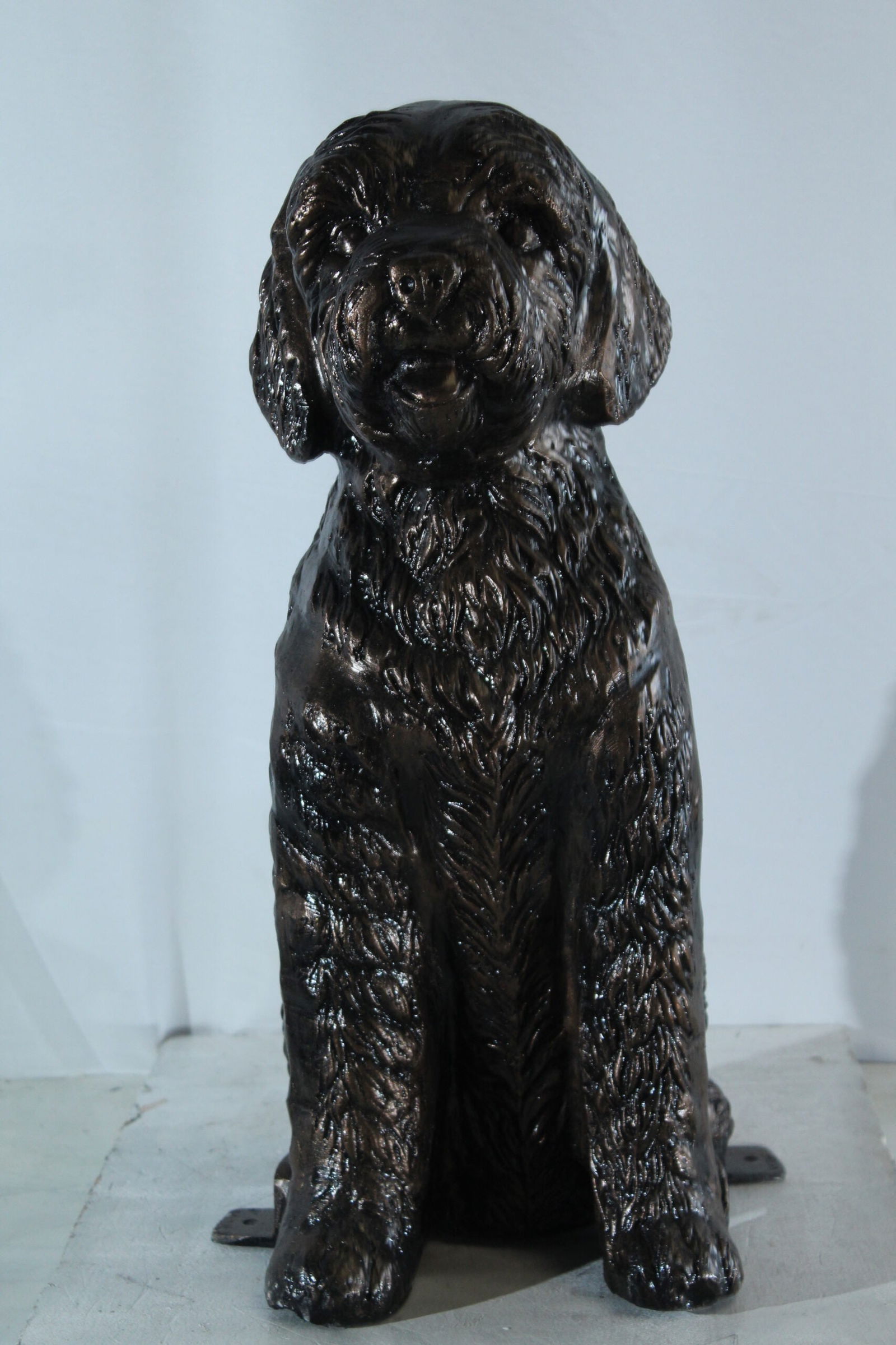 Aluminum Goldendoodle Dog Statue with Curly Fur Detail - Bronze-Style Pet Sculpture for Indoor & - 3