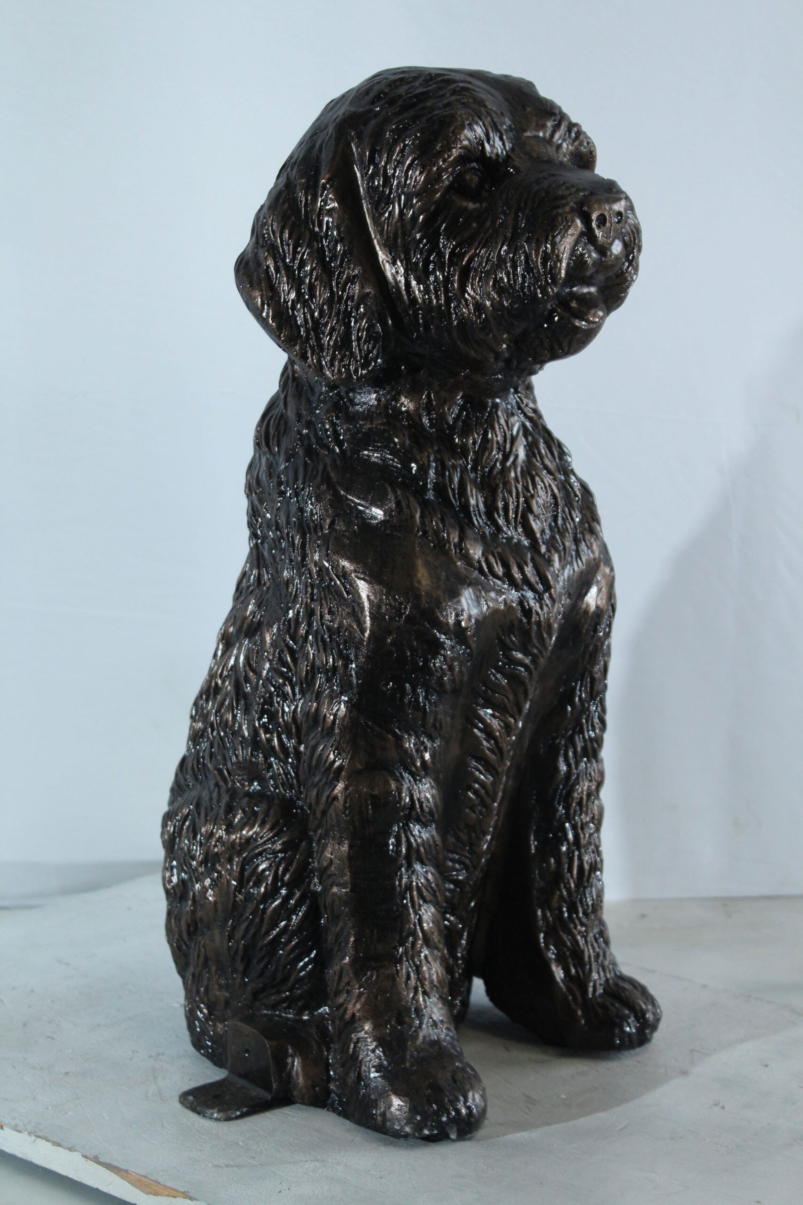 Aluminum Goldendoodle Dog Statue with Curly Fur Detail - Bronze-Style Pet Sculpture for Indoor & - 4
