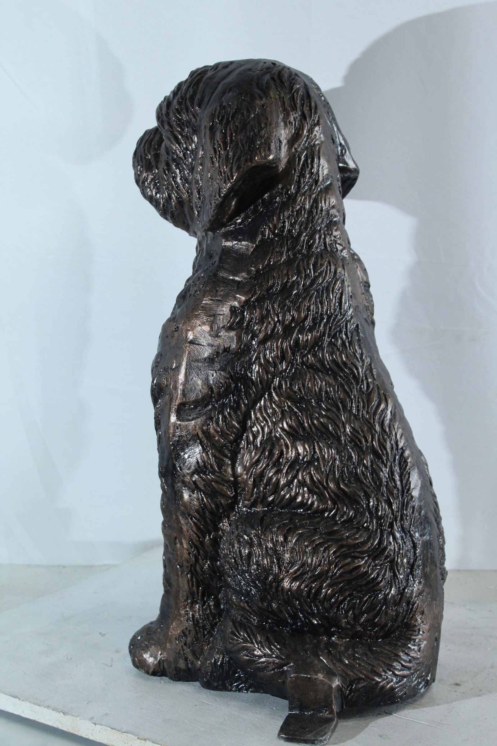 Aluminum Goldendoodle Dog Statue with Curly Fur Detail - Bronze-Style Pet Sculpture for Indoor & - 8