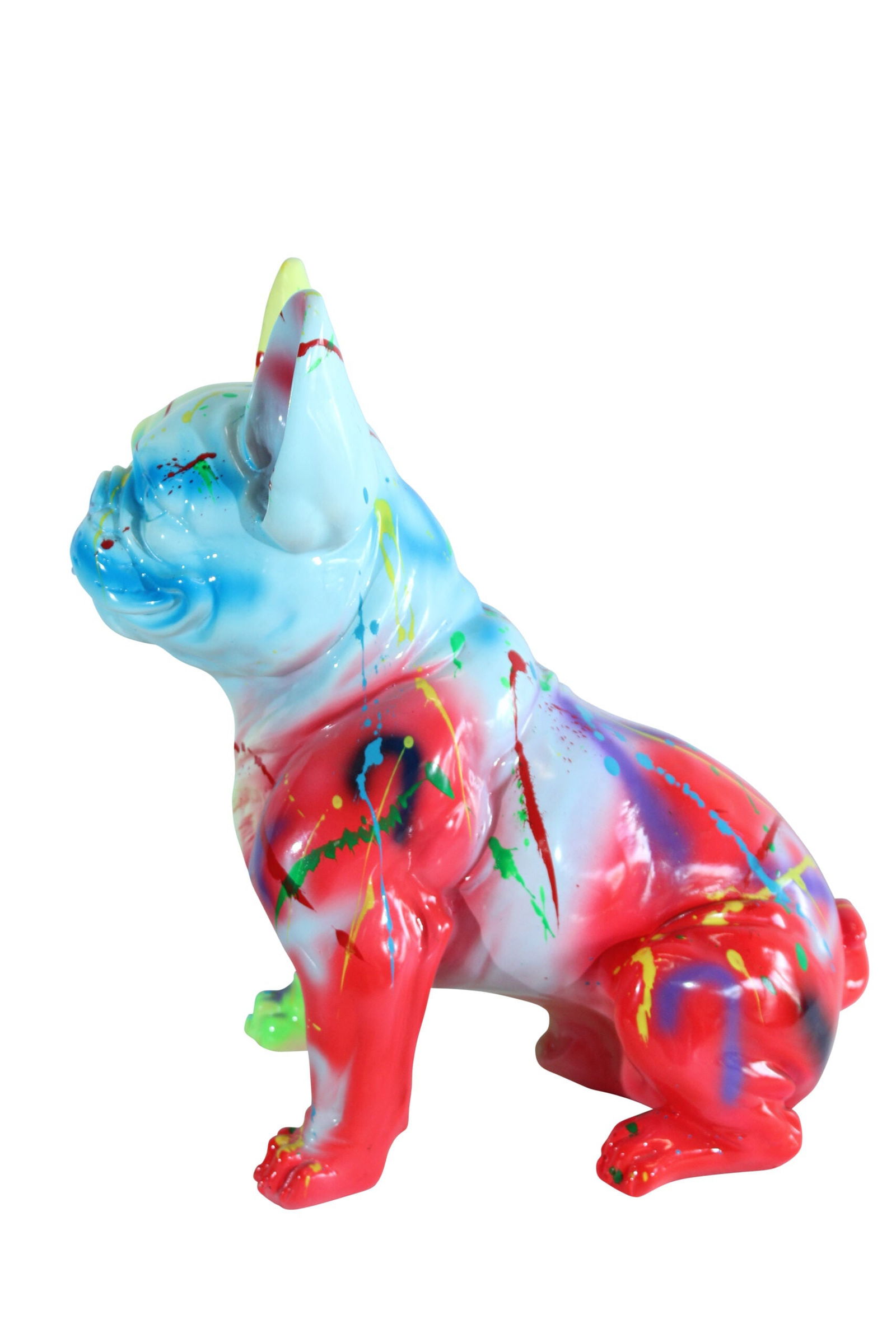 Colorful Resin French Bulldog Statue -Tall Hand-Painted Pop Art Dog Figurine with Bold Splash (1 of 12)