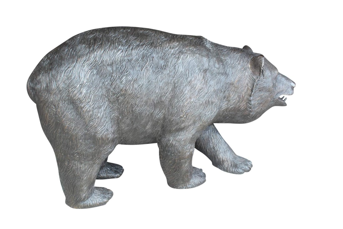 A Bear Walking Bronze Hand-Crafted Durable Design Statue - Welcome Sign Guest Greeter Decor for - 2