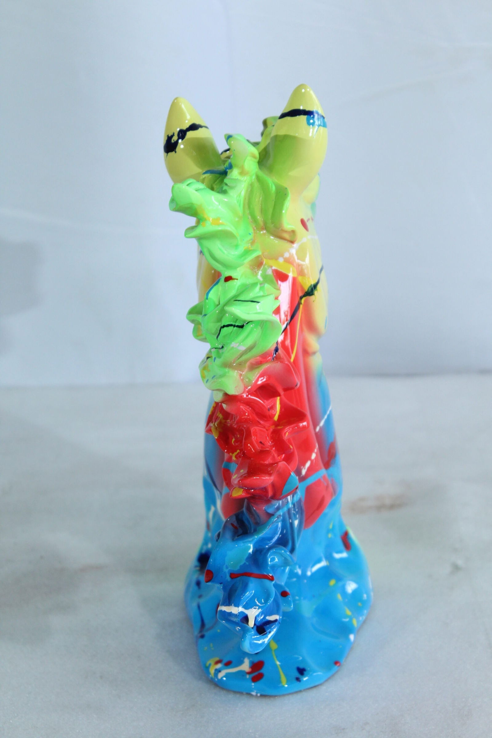 Colorful Graffiti Resin Horse Head Sculpture - Modern Art Decor with Neon Splashes, High-Gloss Resin - 11