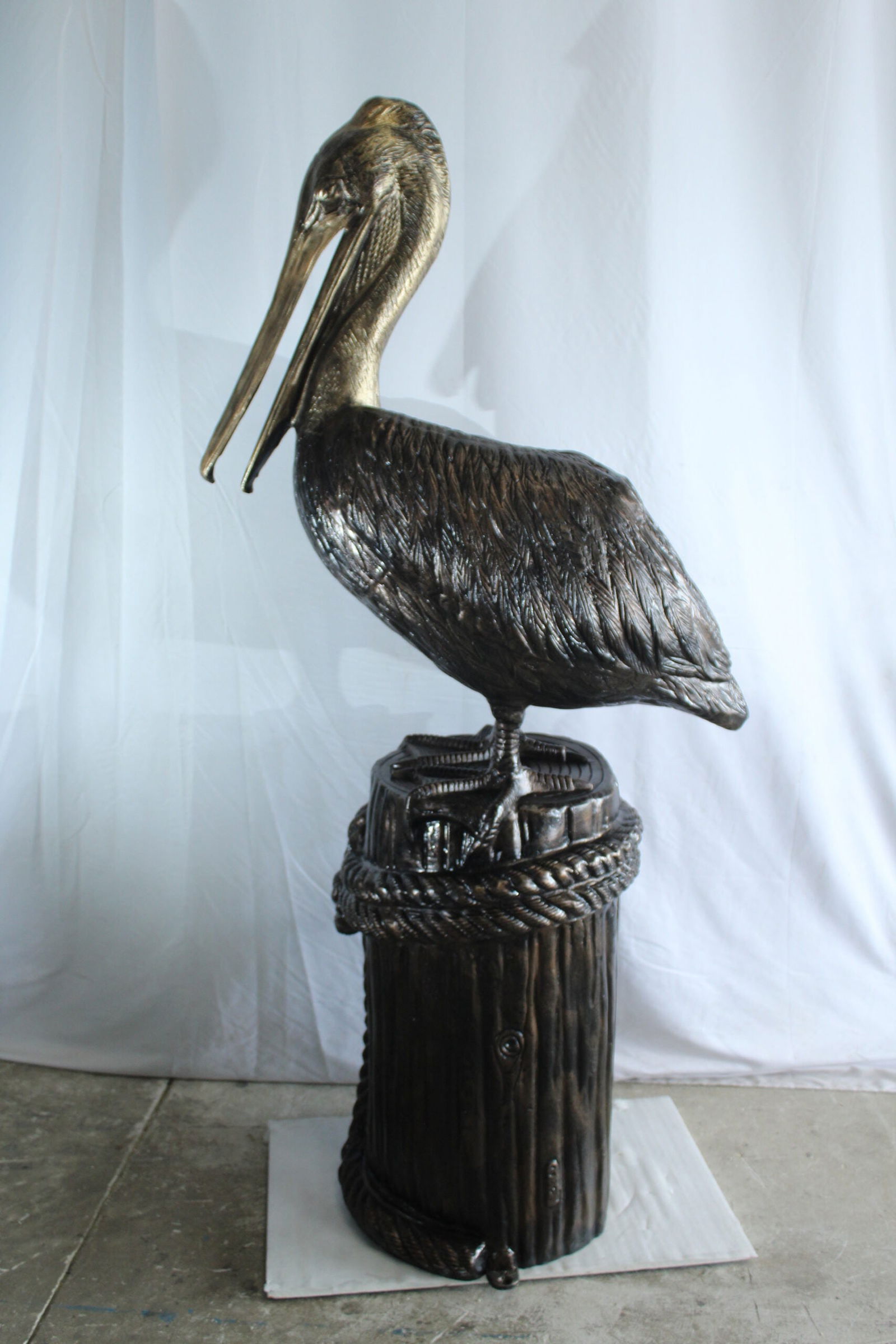 Giant Aluminum Pelican Statue with Rope Dock Base - 78" Tall Nautical Sculpture for Coastal, Patio & - 10