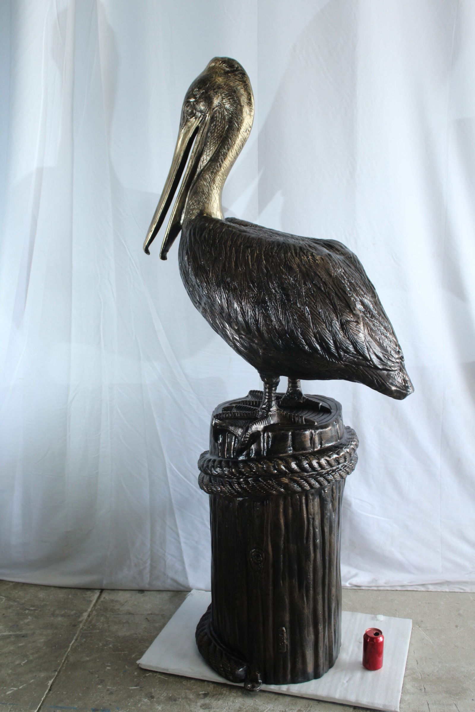 Giant Aluminum Pelican Statue with Rope Dock Base - 78" Tall Nautical Sculpture for Coastal, Patio & - 11