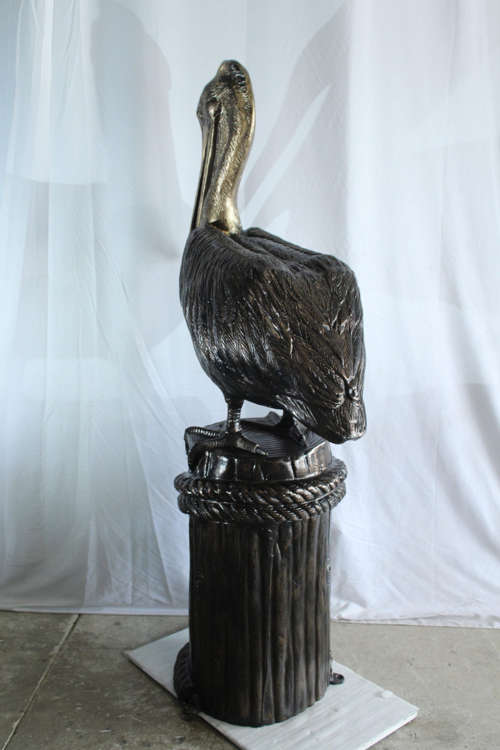 Giant Aluminum Pelican Statue with Rope Dock Base - 78" Tall Nautical Sculpture for Coastal, Patio & - 12