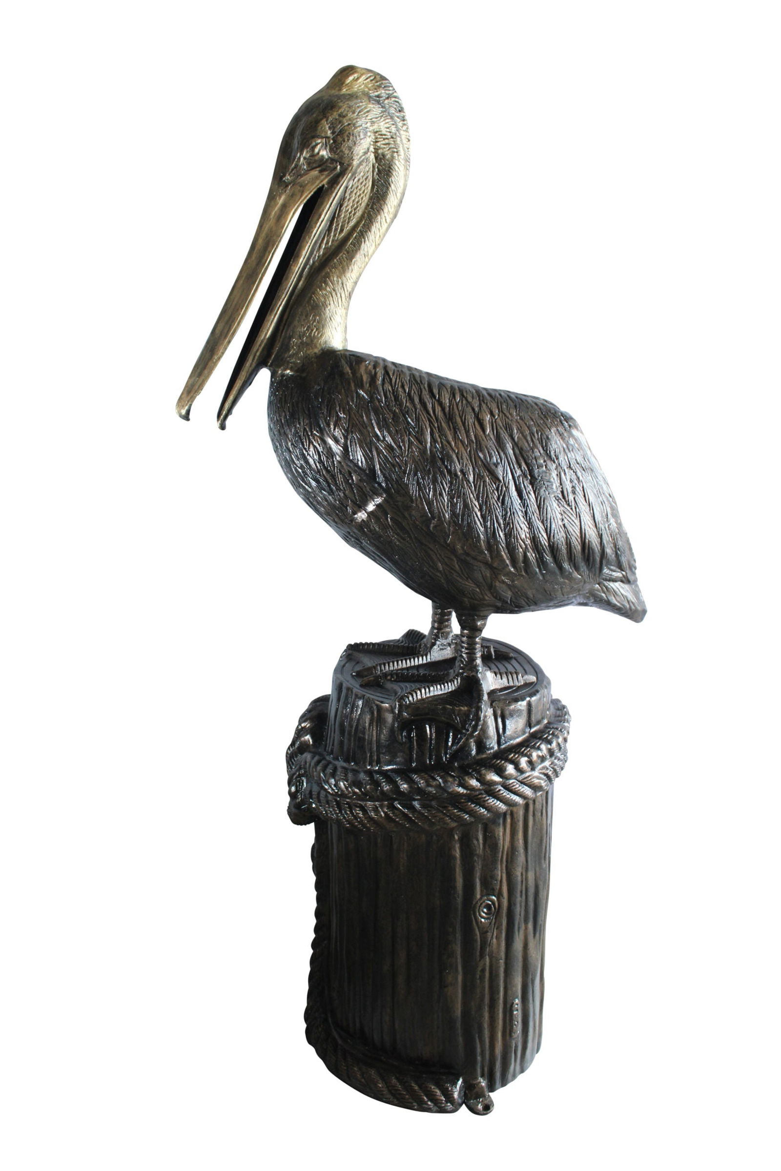 Giant Aluminum Pelican Statue with Rope Dock Base - 78" Tall Nautical Sculpture for Coastal, Patio &: Title:Giant Aluminum Pelican Statue with Rope Dock Base - 78" Tall Nautical Sculpture for Coastal, Patio & Marine Decor - 40" x 33" x 78"HDescription:This giant aluminum pelican statue makes a