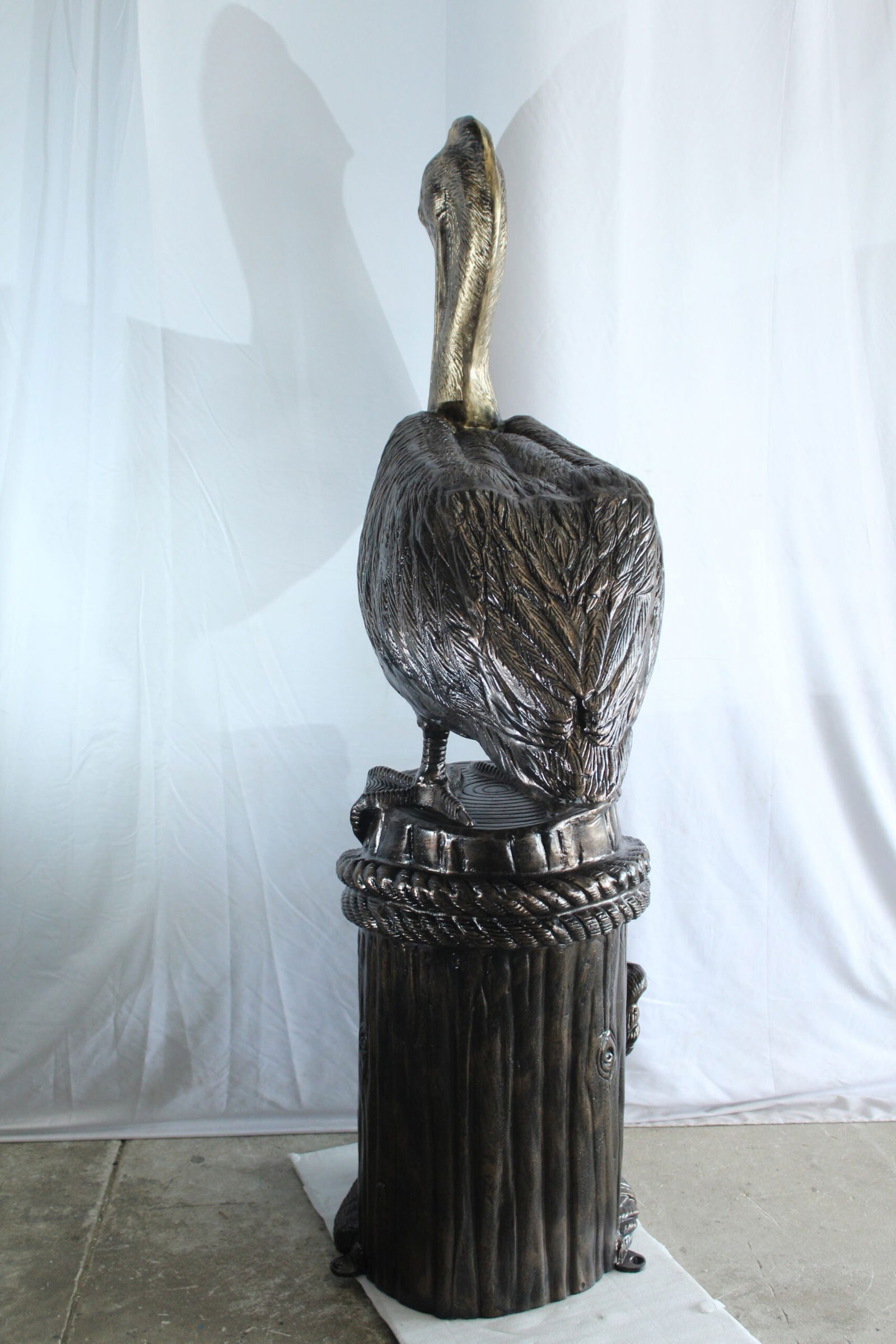 Giant Aluminum Pelican Statue with Rope Dock Base - 78" Tall Nautical Sculpture for Coastal, Patio & - 2