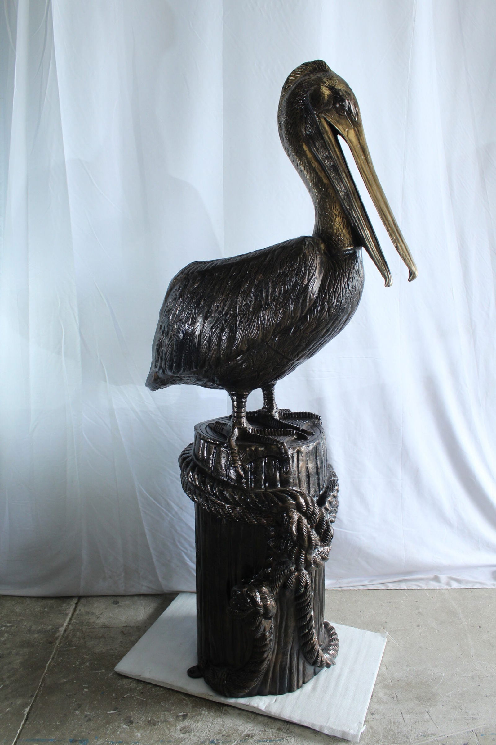 Giant Aluminum Pelican Statue with Rope Dock Base - 78" Tall Nautical Sculpture for Coastal, Patio & - 5