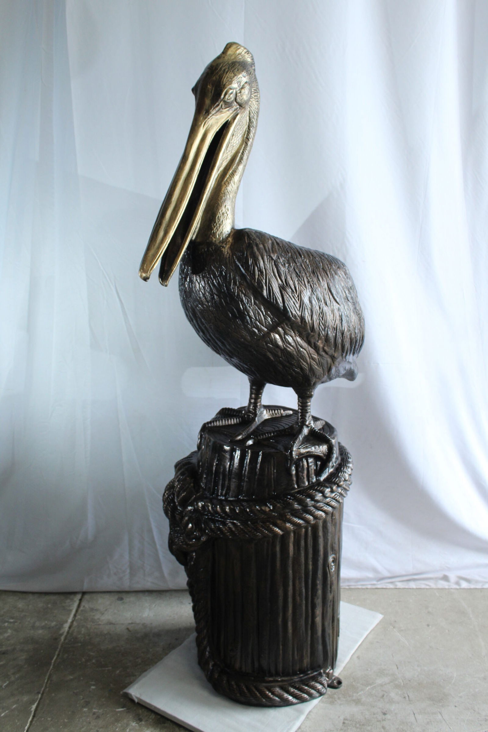 Giant Aluminum Pelican Statue with Rope Dock Base - 78" Tall Nautical Sculpture for Coastal, Patio & - 7