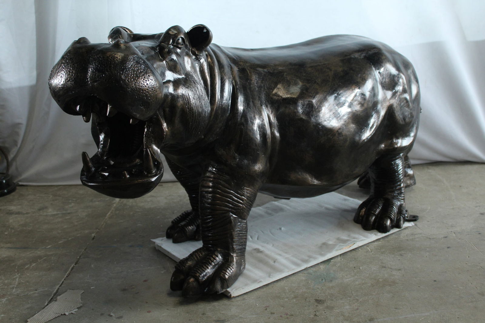 Giant Aluminum Hippopotamus Statue with Open Mouth Display - Indoor & Outdoor Decorative Sculpture - 10