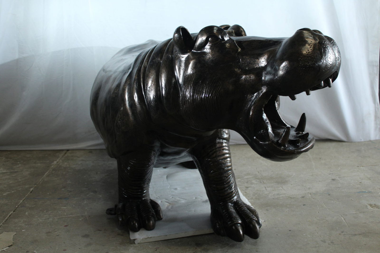 Giant Aluminum Hippopotamus Statue with Open Mouth Display - Indoor & Outdoor Decorative Sculpture - 11