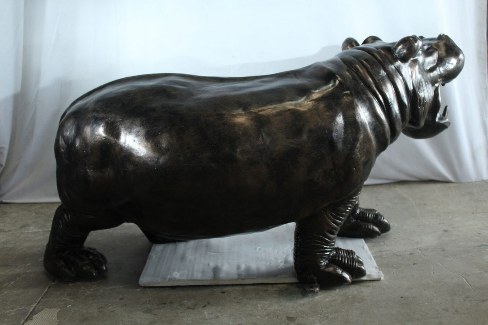 Giant Aluminum Hippopotamus Statue with Open Mouth Display - Indoor & Outdoor Decorative Sculpture - 2