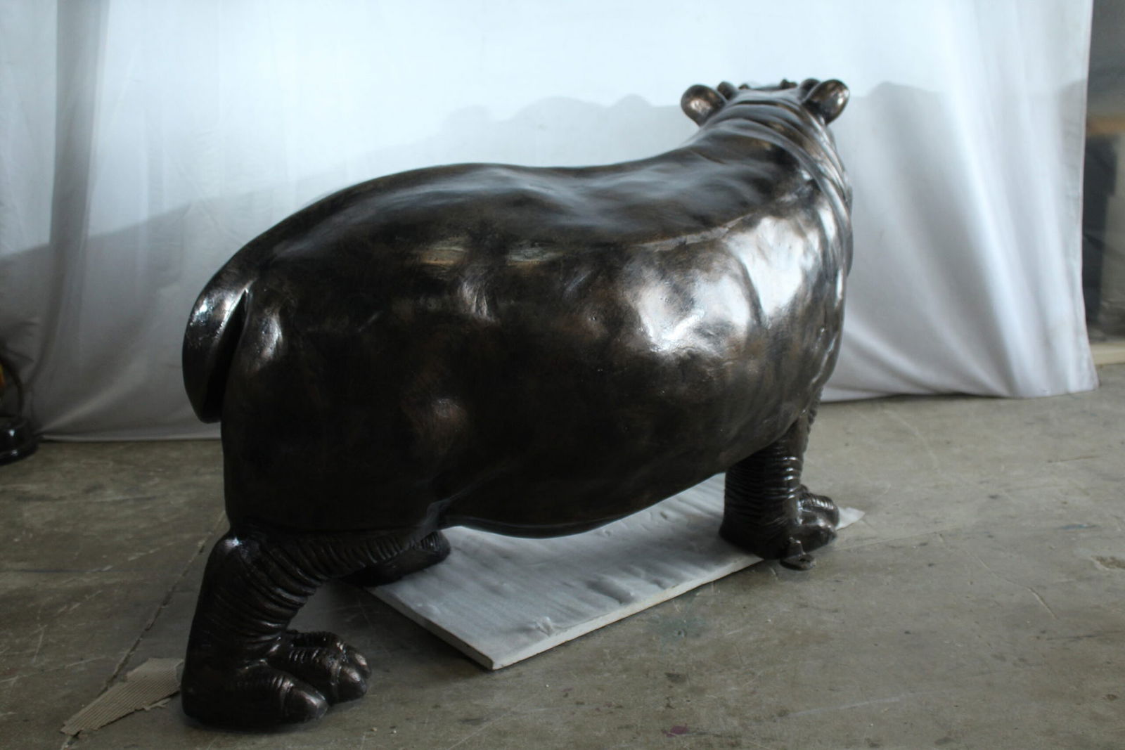 Giant Aluminum Hippopotamus Statue with Open Mouth Display - Indoor & Outdoor Decorative Sculpture - 3