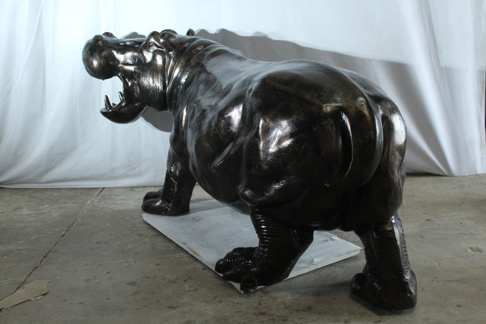 Giant Aluminum Hippopotamus Statue with Open Mouth Display - Indoor & Outdoor Decorative Sculpture - 4