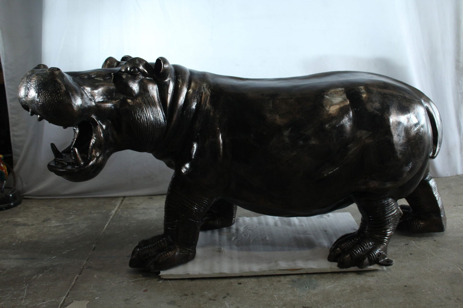 Giant Aluminum Hippopotamus Statue with Open Mouth Display - Indoor & Outdoor Decorative Sculpture - 7