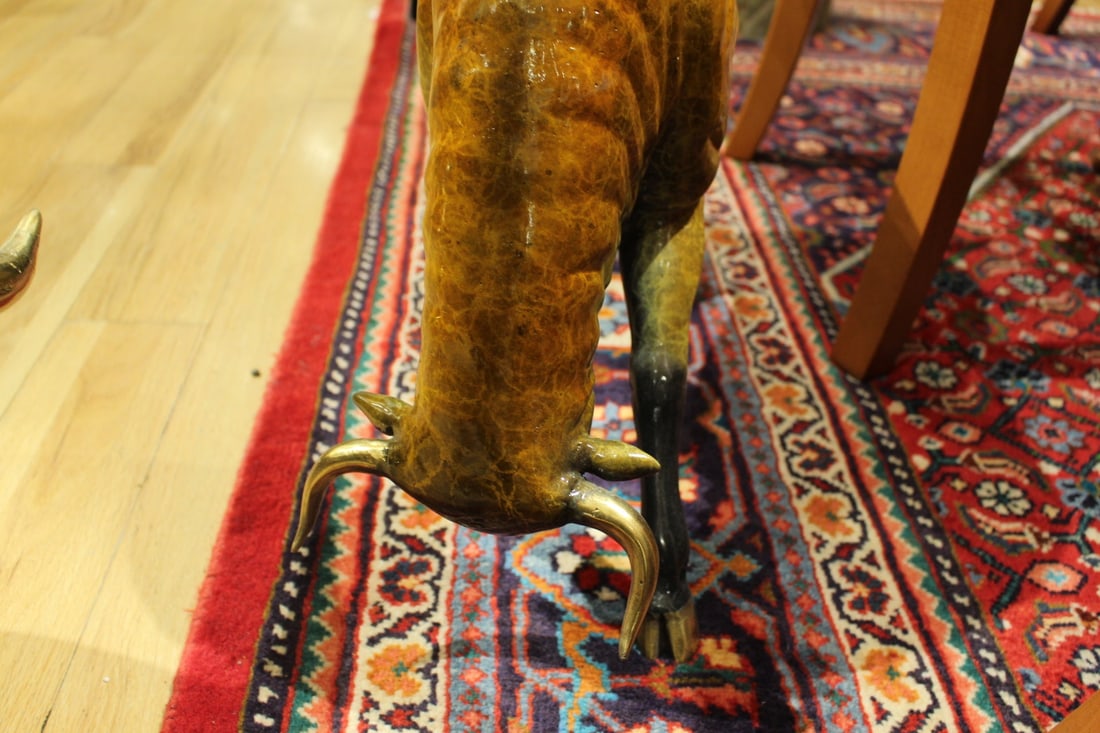 Bull Heads Down Small Bronze Statue - Size: 24"L x 6"W x 16"H. - 8