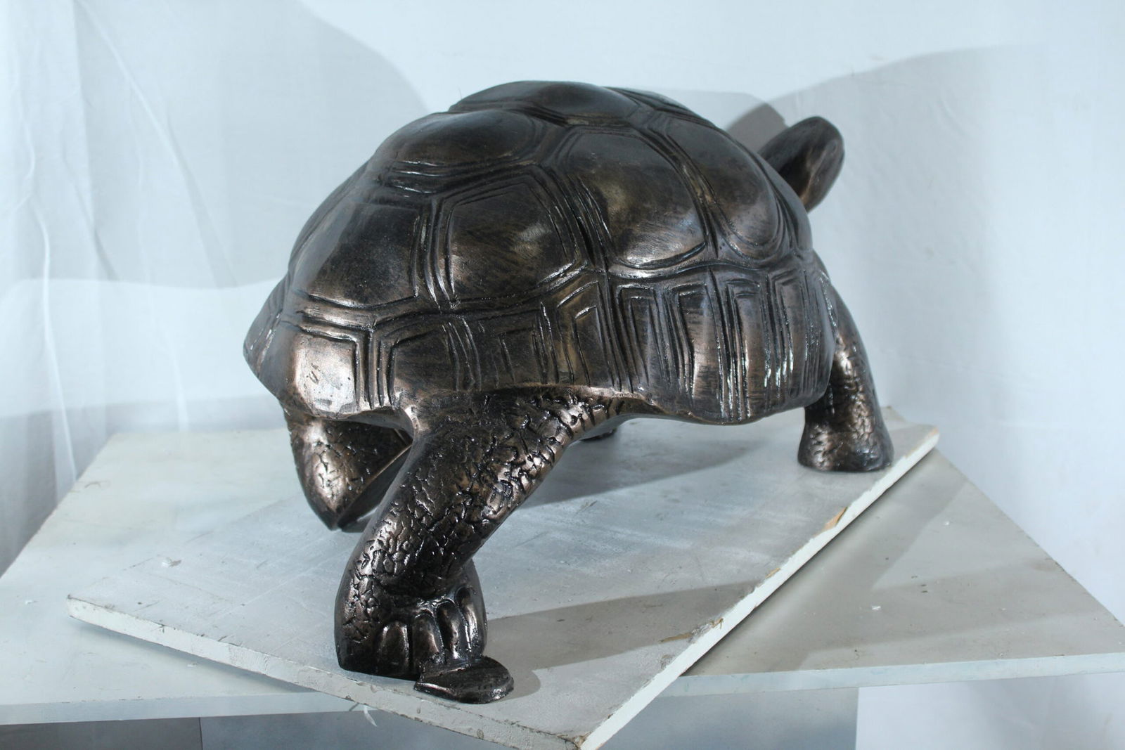 Large Aluminum Tortoise Statue with Detailed Shell and Legs - Realistic Wildlife Sculpture, Bronze - 12