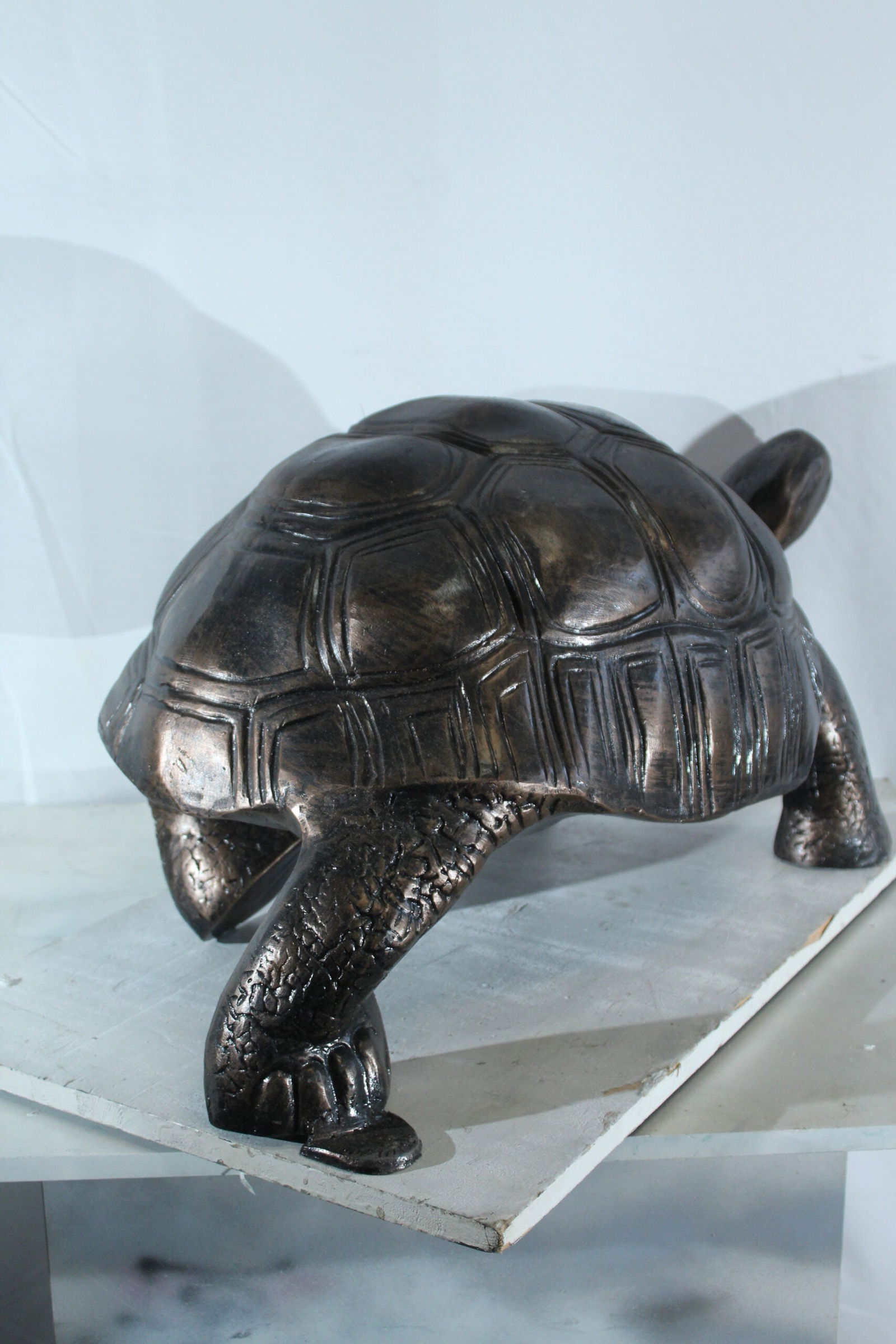 Large Aluminum Tortoise Statue with Detailed Shell and Legs - Realistic Wildlife Sculpture, Bronze - 2