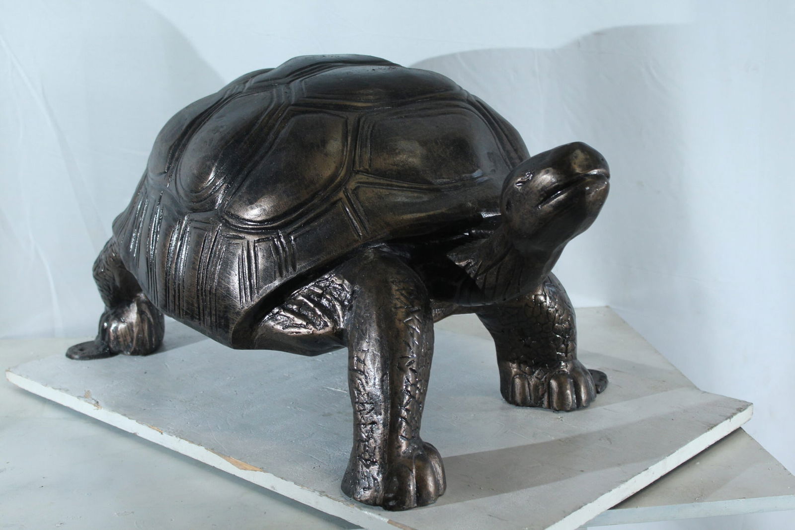 Large Aluminum Tortoise Statue with Detailed Shell and Legs - Realistic Wildlife Sculpture, Bronze - 7