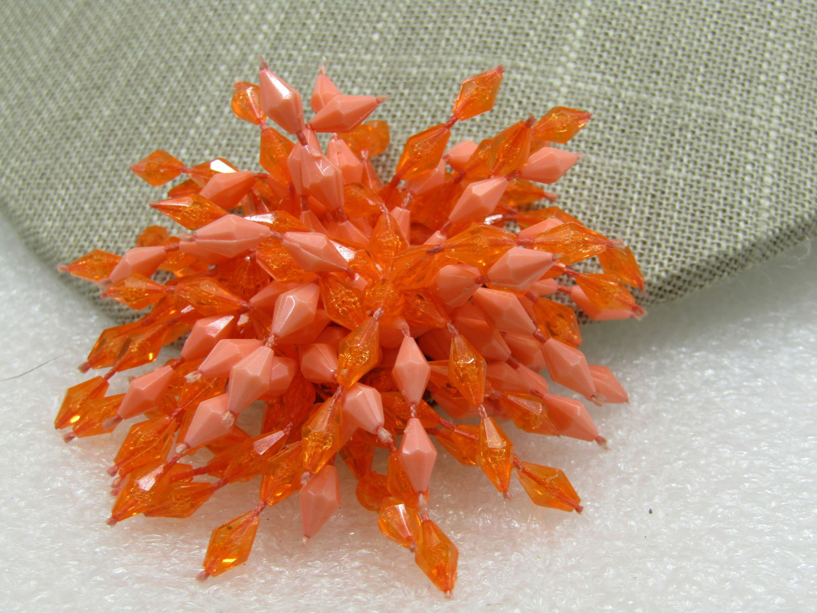 Vintage Orange Dangle Starburst Brooch, 2", 1960's - 3