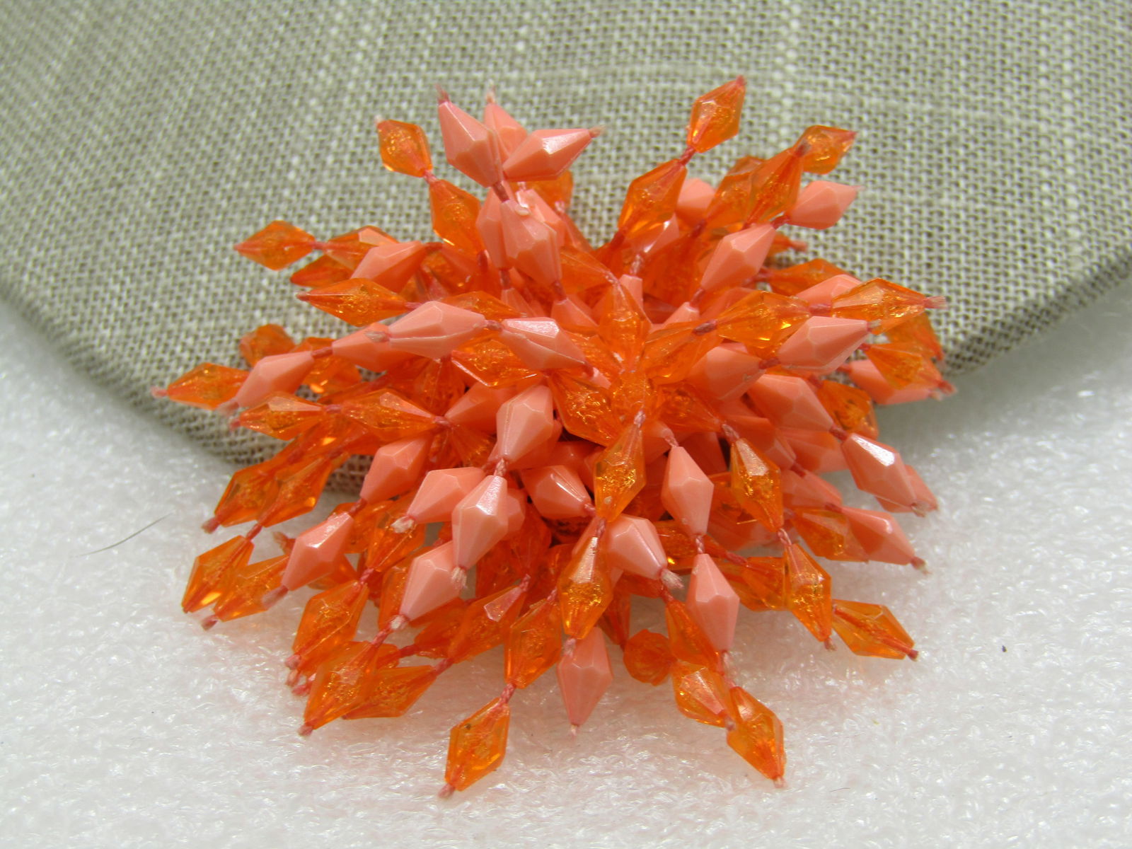 Vintage Orange Dangle Starburst Brooch, 2", 1960's - 4