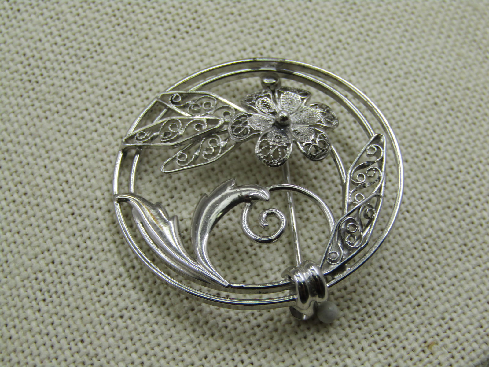 Vintage Sterling Carl Art Floral Filigree Cirlce Brooch - 2