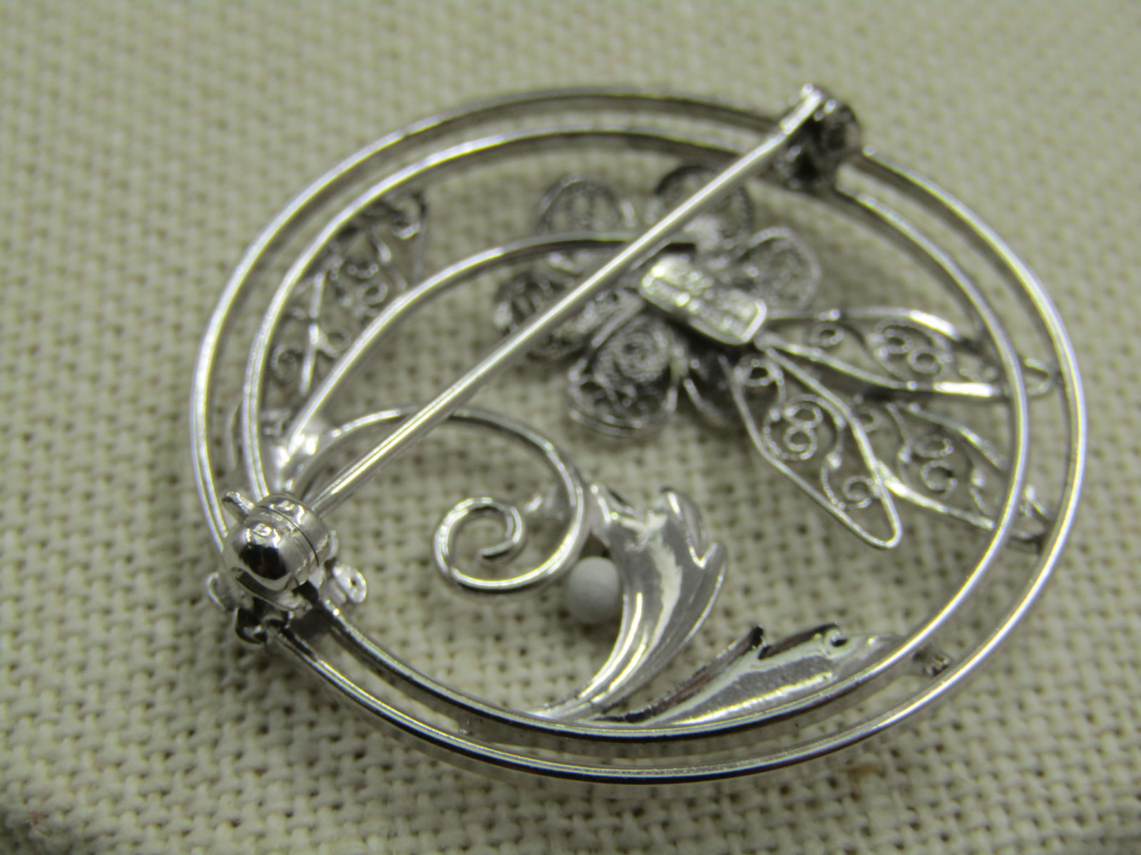 Vintage Sterling Carl Art Floral Filigree Cirlce Brooch - 4