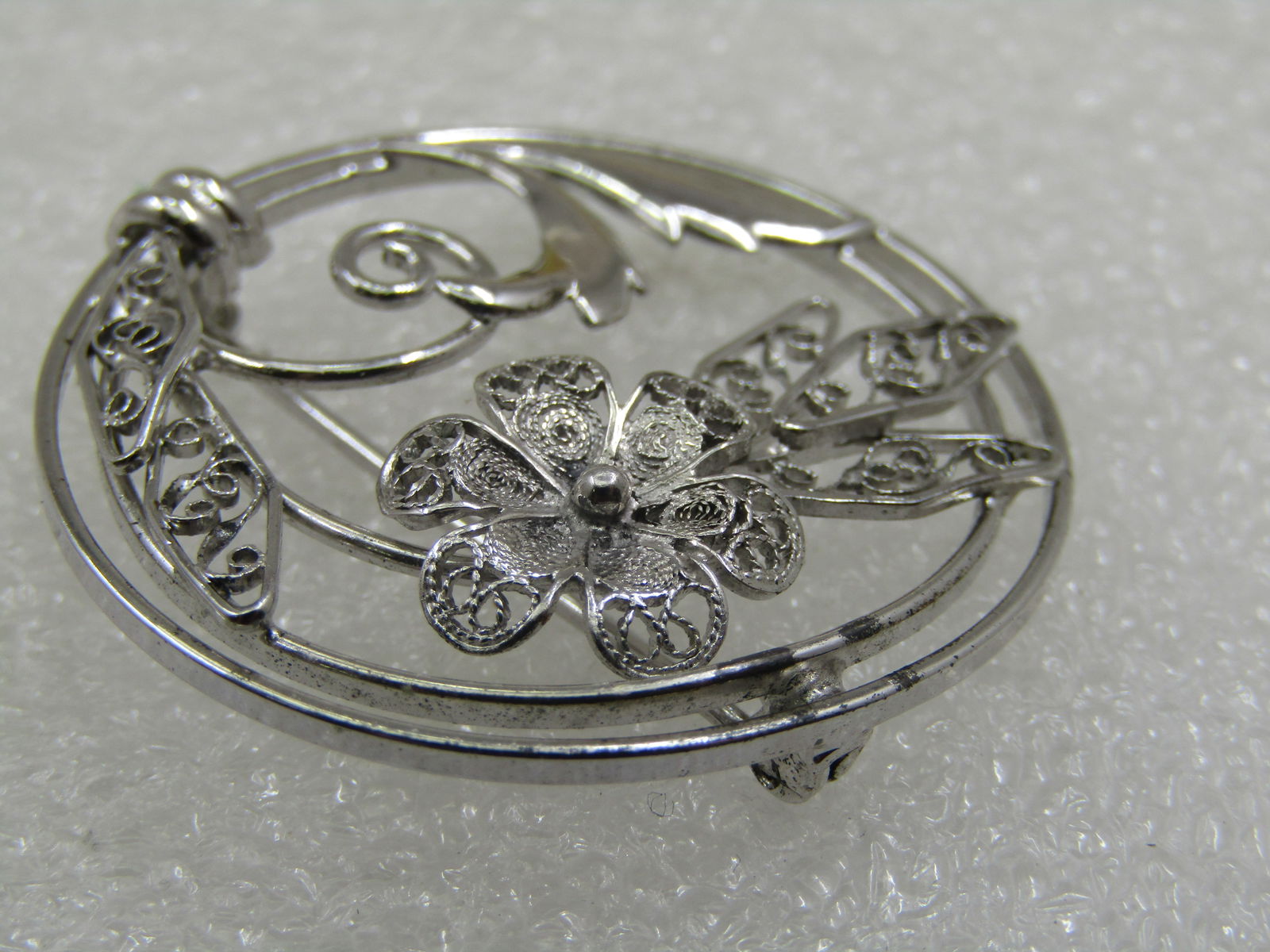 Vintage Sterling Carl Art Floral Filigree Cirlce Brooch - 5
