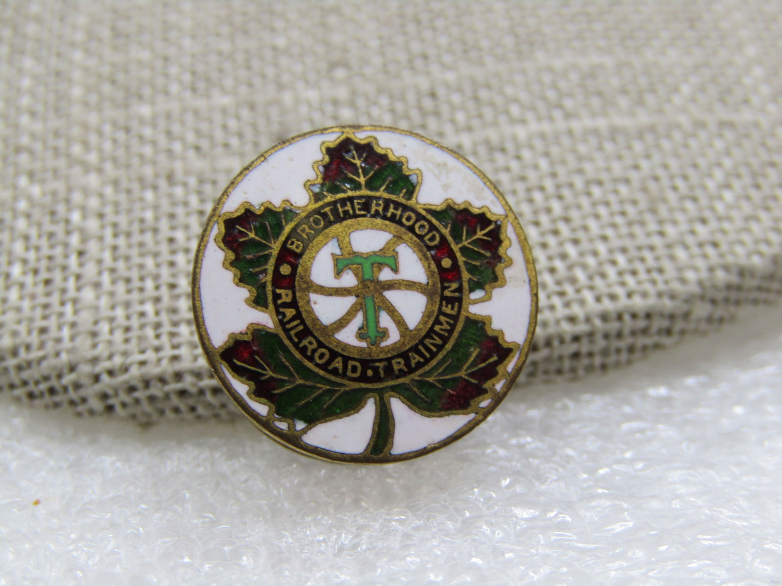 Vintage Enameled Brotherhood of Railroad Trainmen Collar Button - 2