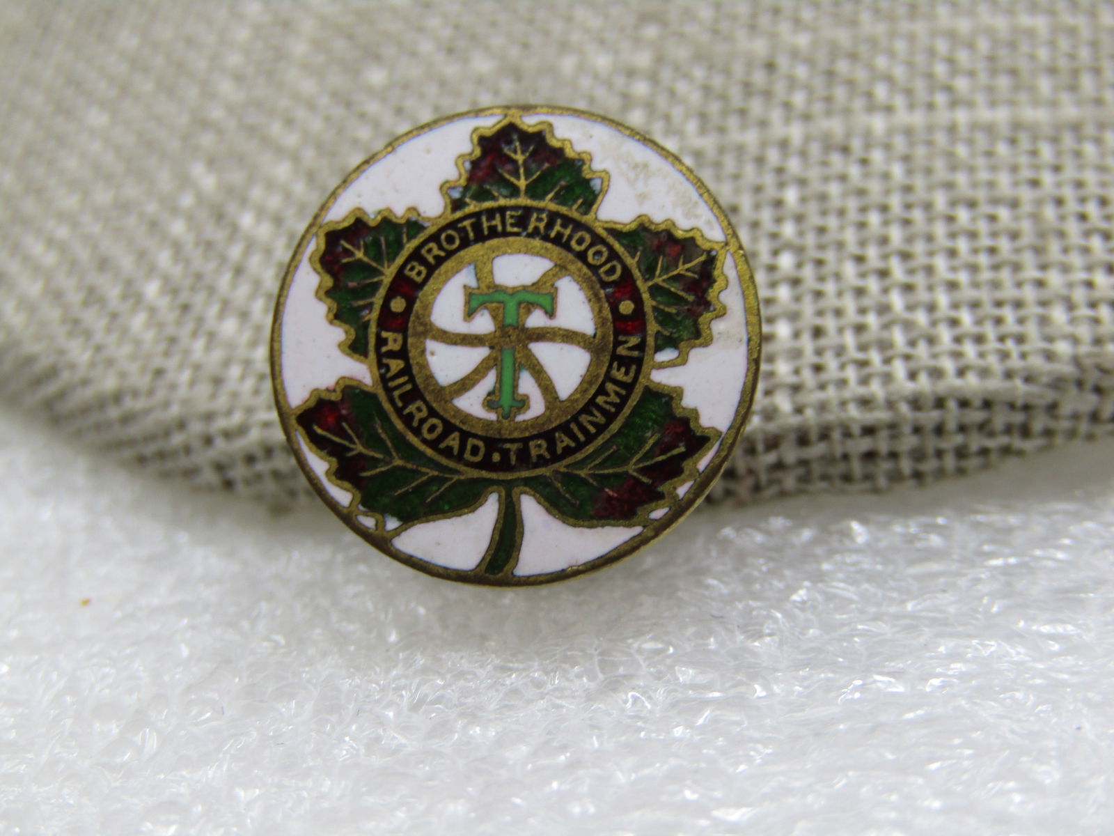 Vintage Enameled Brotherhood of Railroad Trainmen Collar Button - 3