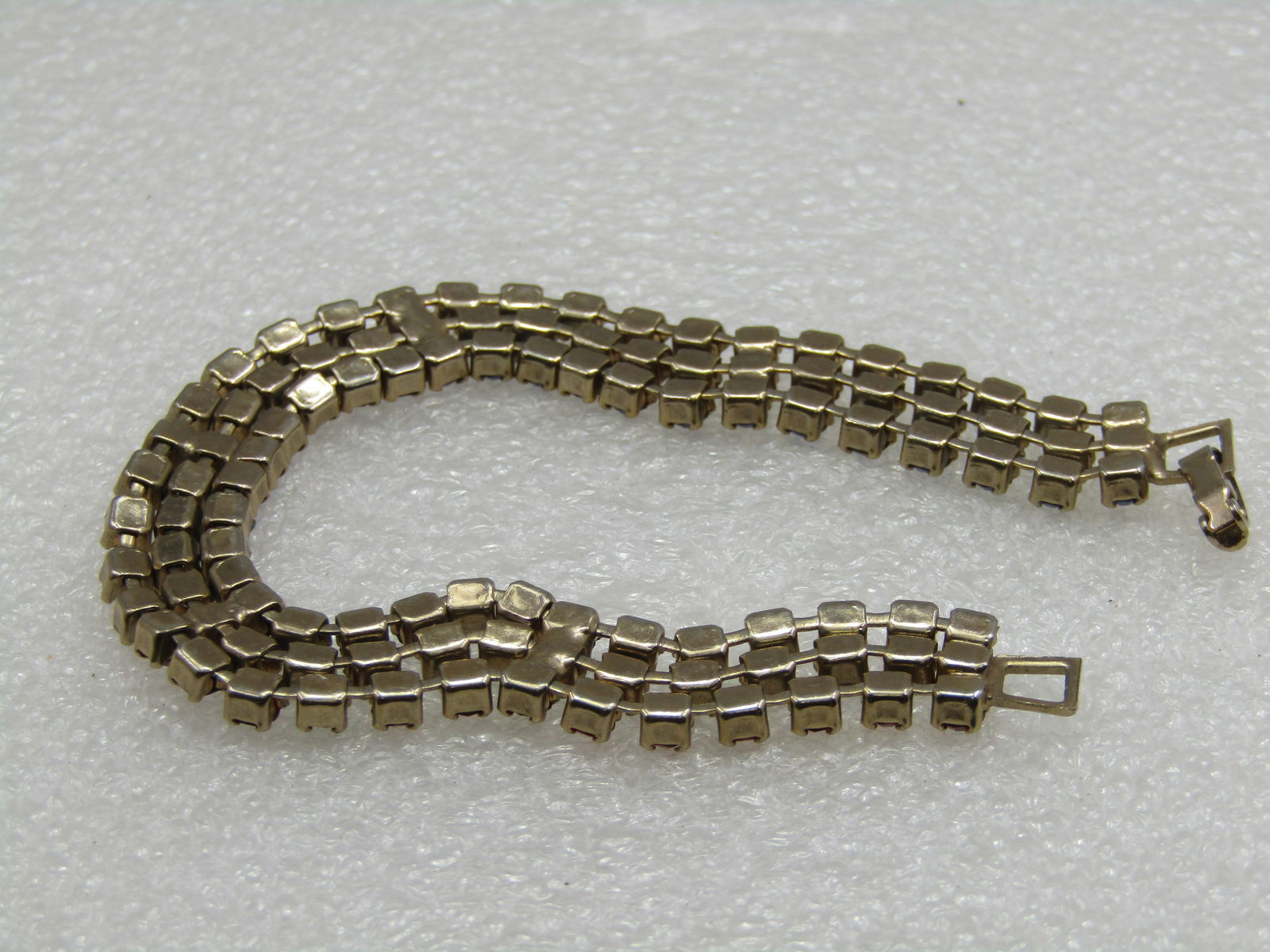 Vintage Red, White, Blue Rhinestone Bracelet, 7" - 5