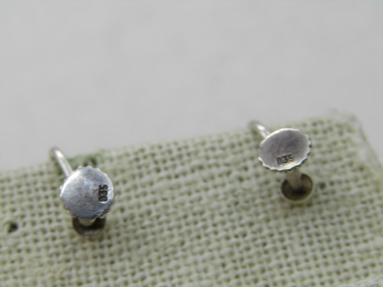 Vintage .835 Silver Turquoise Glass Earrings, Screw Back, Bali/Ethnic Themed - 4