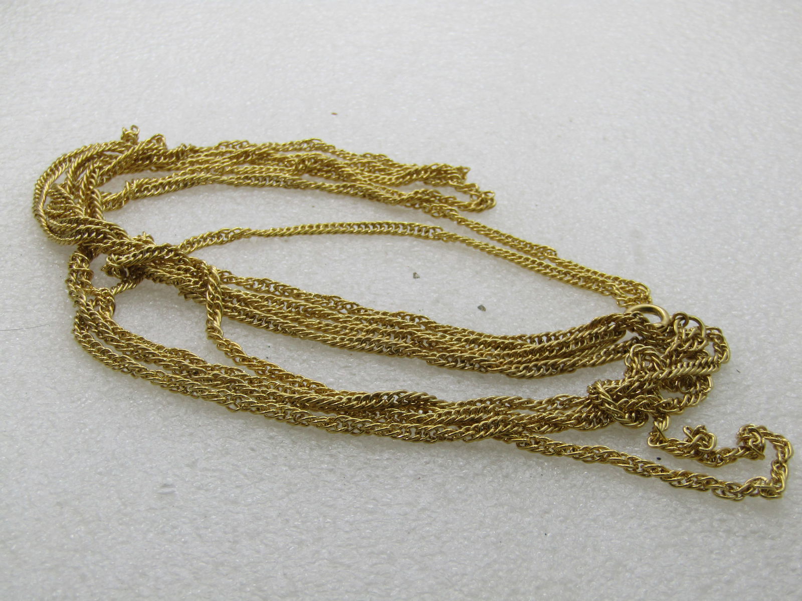 Vintage Double Strand Necklace 42", Gold Tone, 3 mm. 1960's-1970's. A curb link chain that turns - 6