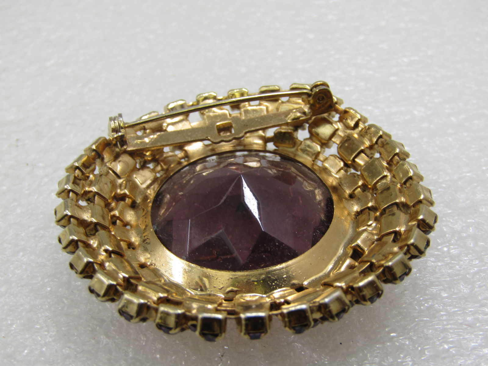 Vintage Purple & Pink Rhinestone Tiered Brooch, Mid-Centry, 2" - 6