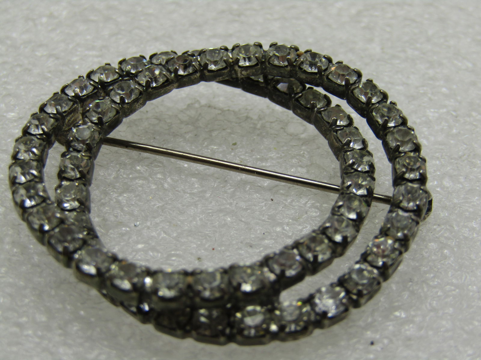 Vintage Double Rhinestone Circle Brooch , 1.5" - 6