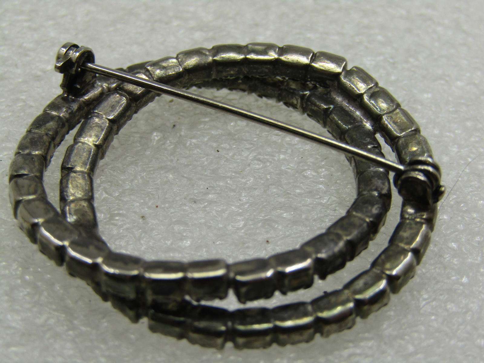 Vintage Double Rhinestone Circle Brooch , 1.5" - 7