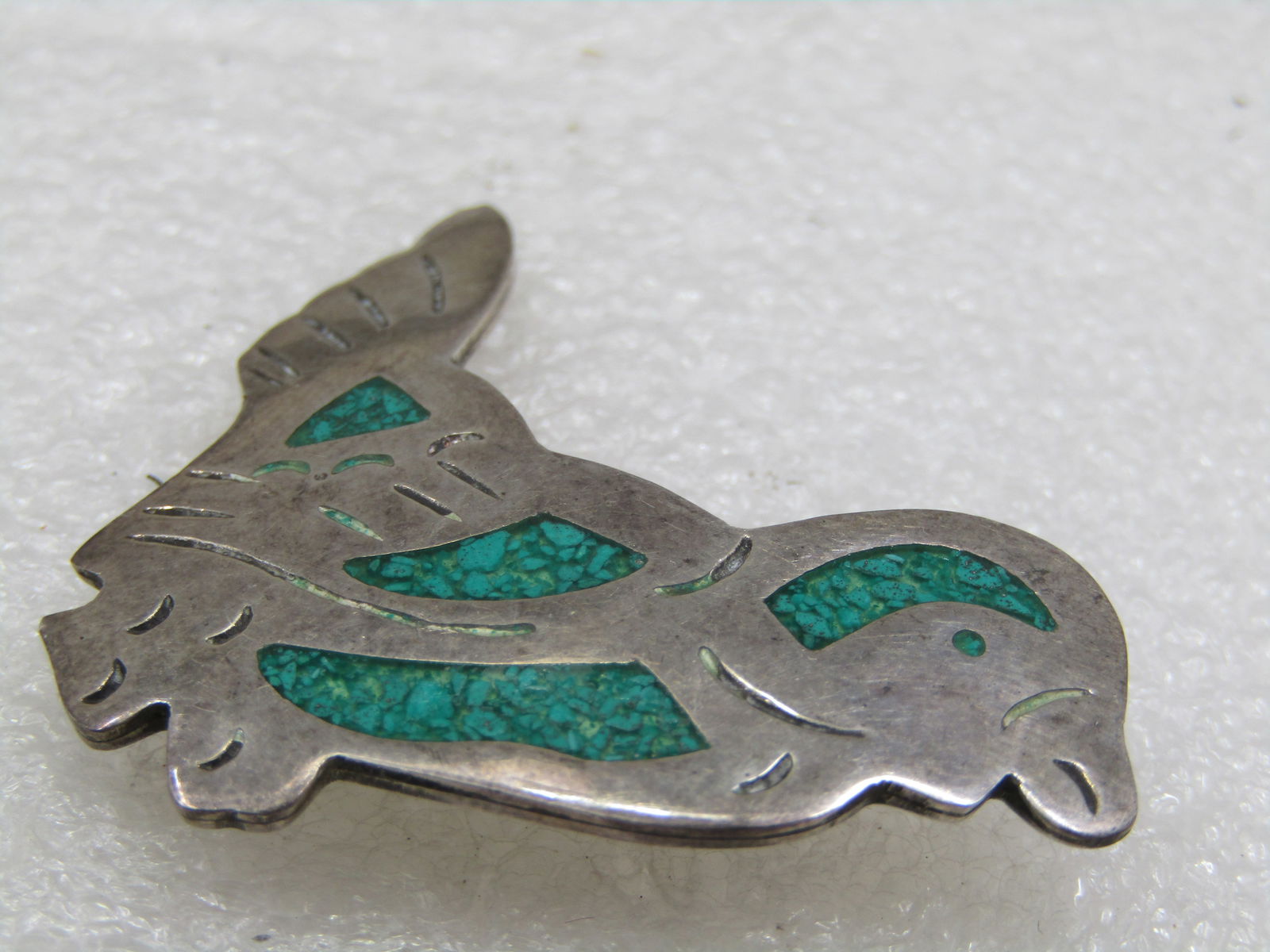 Vintage Sterling Turquoise Bird Brooch, 1960's-1970's, Taxco, Mexico - 5