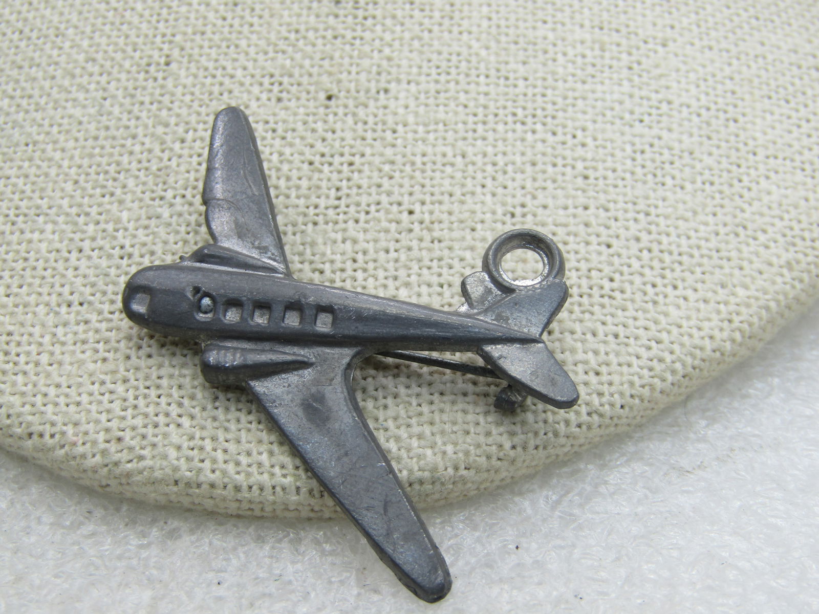 Vintage Cast Metal Airplane Brooch, 1940's, 1.5" - 2