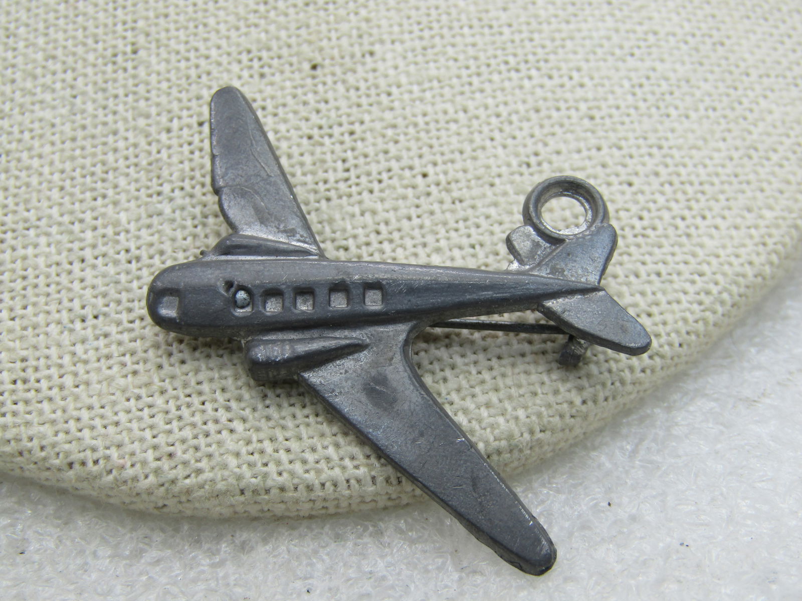 Vintage Cast Metal Airplane Brooch, 1940's, 1.5" - 3