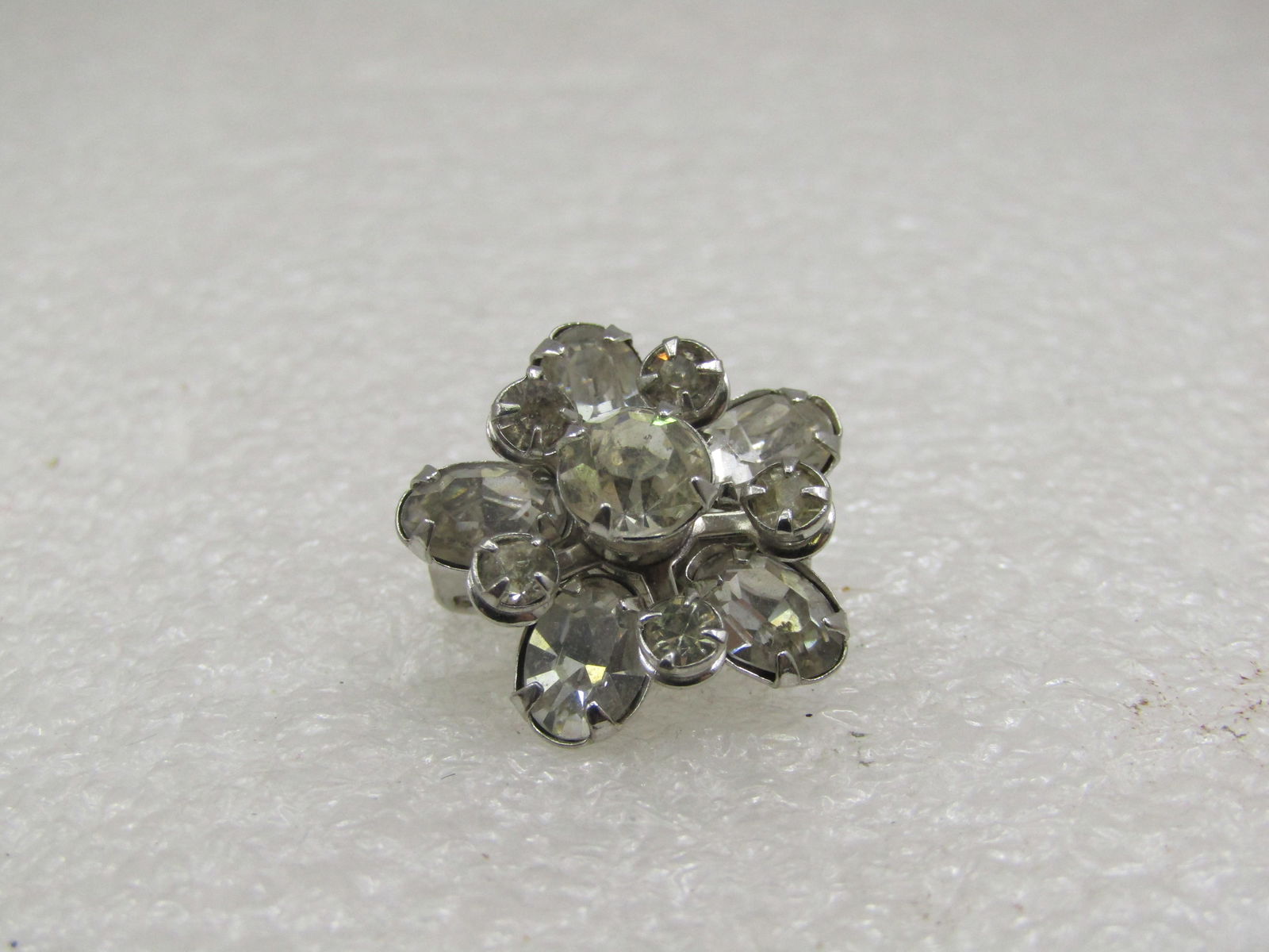 Vintage Tiered Rhinestone Blossom Brooch, 1940's, 3/4" (1 of 4)