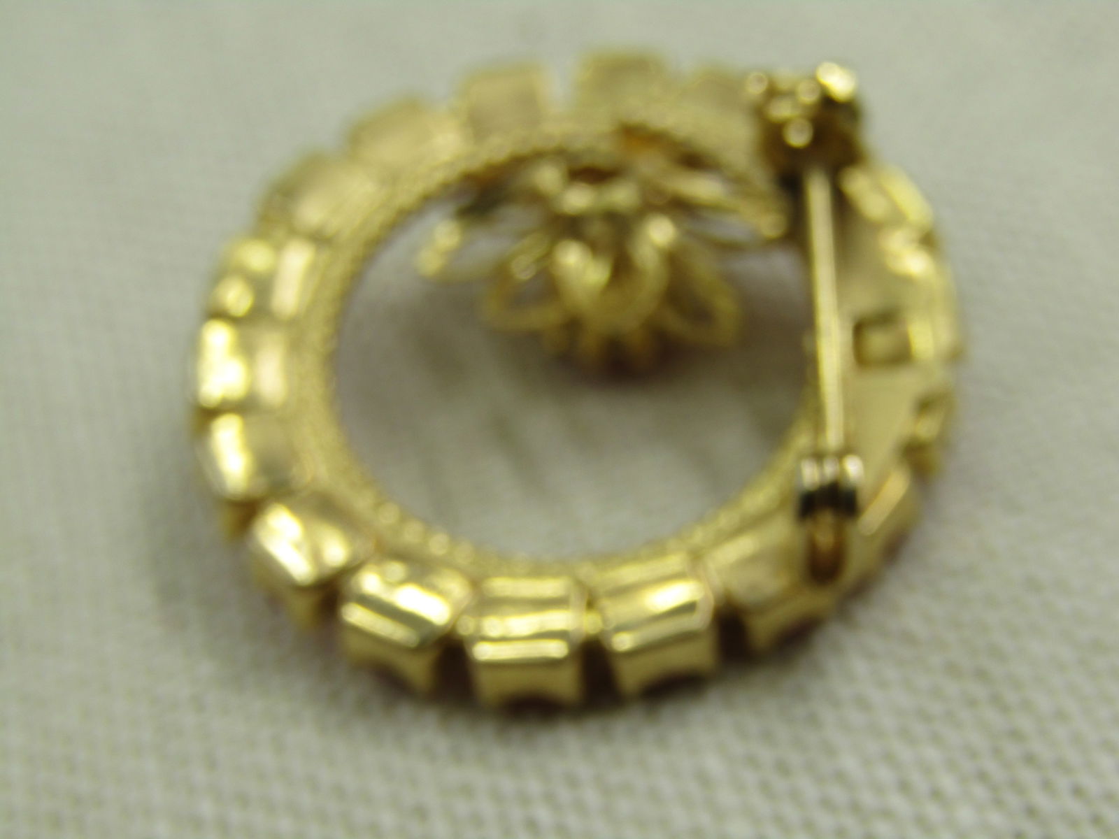 Vintage Pink Rhnestone Circle Brooch, 1970's, 1.25" - 5