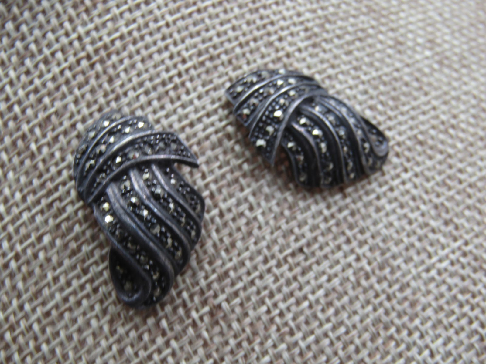 Vintage Sterling Marcasite Earrings, 1940's-1950's - 2