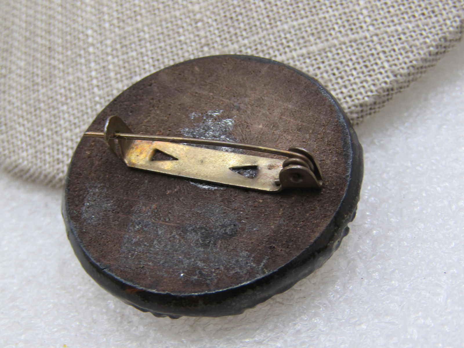 Vintage Inlaid Carved Wood Blossom Brooch , Mid-Century, 1.5" - 5