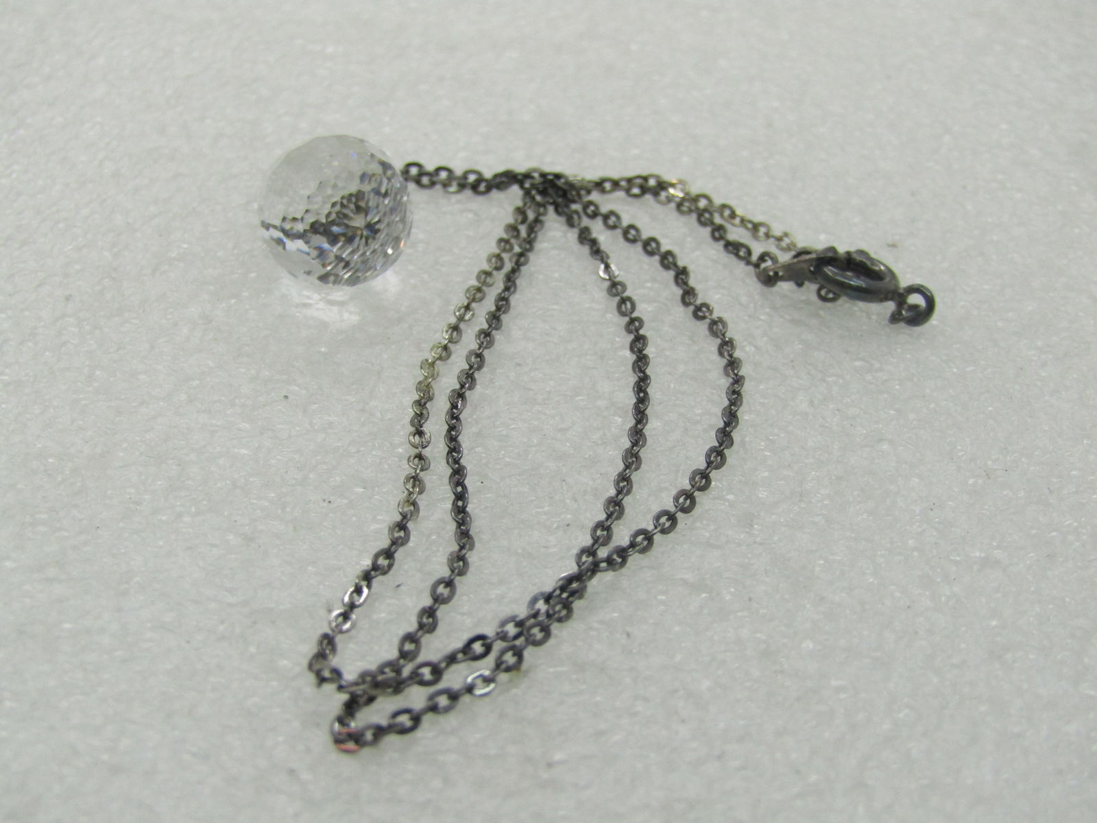 Vintage Faceted Crystal Drop Necklace, 18", 3/4" Drop Pendant - 5