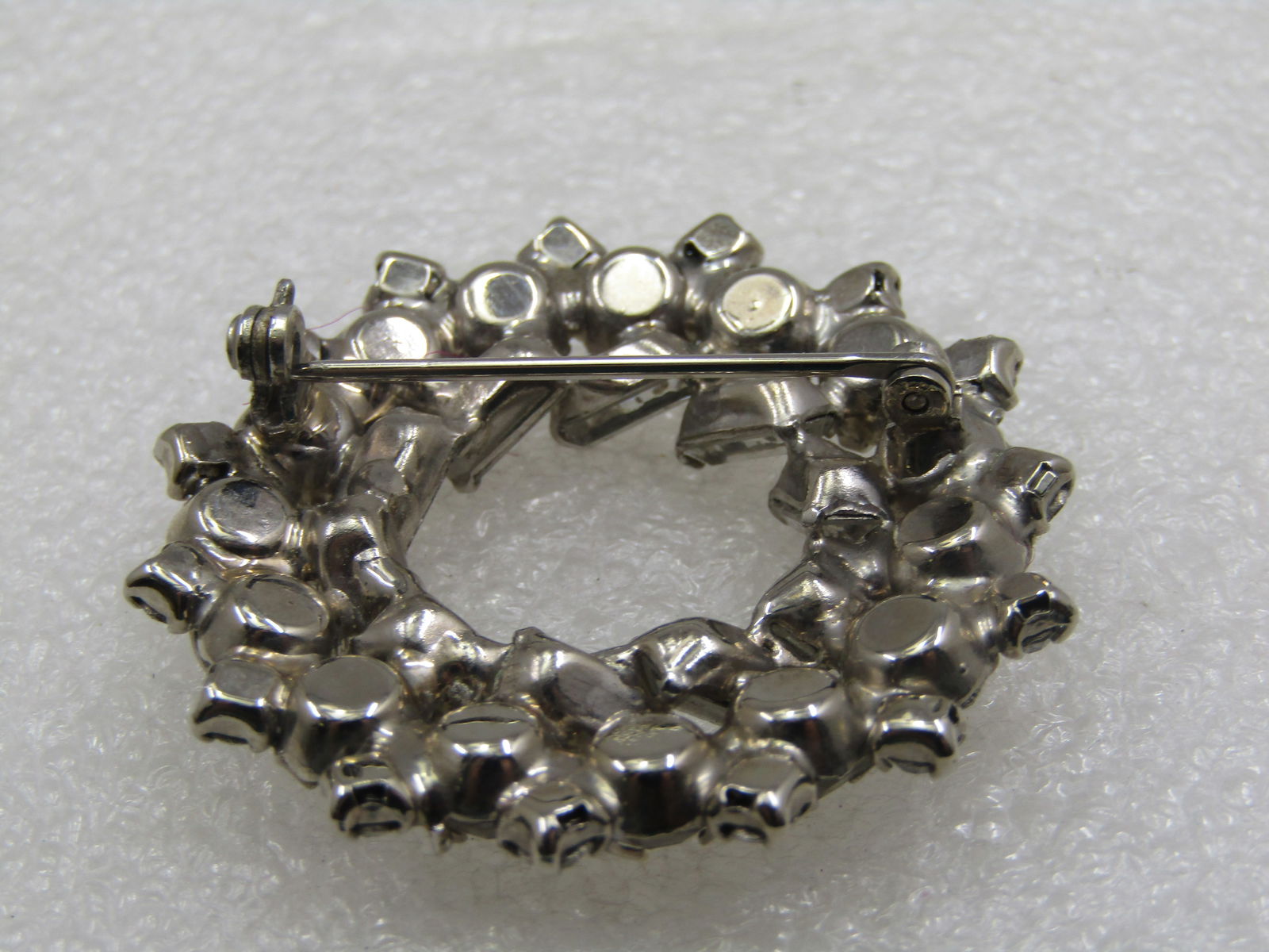 Vintage Clear Rhinestone Circle Brooch, 1.75", 1940'-1950's - 5
